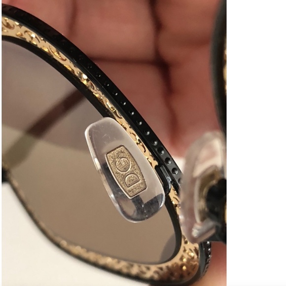 Dolce Gabbana Black Gold DG2225 Oval Metal Lace Mirror  Sunglasses main image 5